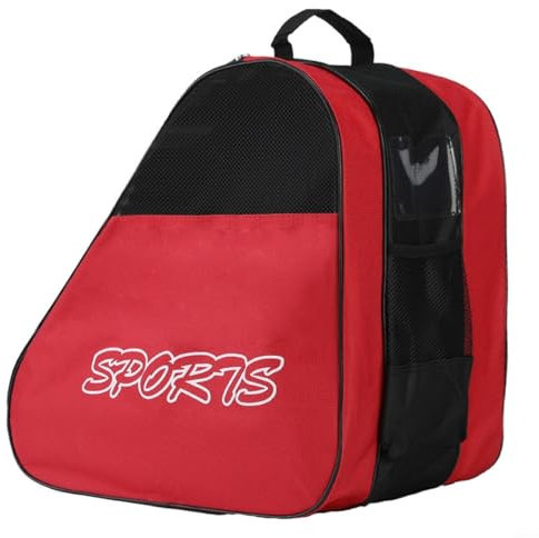 Sileduove Borsa per pattini a rotelle, borsa per il trasporto dei pattini da ghiaccio, con tracolla regolabile, per bambini, uomini, donne, adulti (rosso)