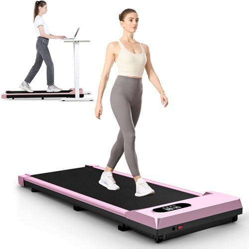 Tapis Roulant Elettrico Piehevole Inclinazione 7%, 3 IN 1 Tapis Roulant Salvaspazio, 2.5HP, Display LED, Design Salvaspazio per Casa e Ufficio, Nessuna Installazione Richiesta (Rosa)