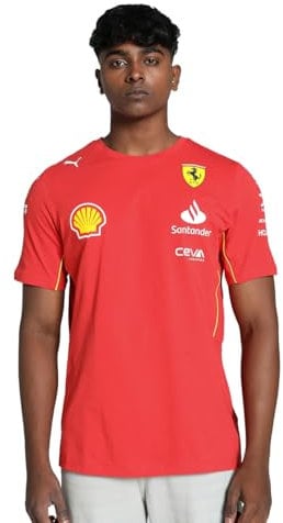PUMA T-Shirt d'équipe Scuderia Ferrari 2024 pour Hommes - Rouge Brûlé - Taille: XXL