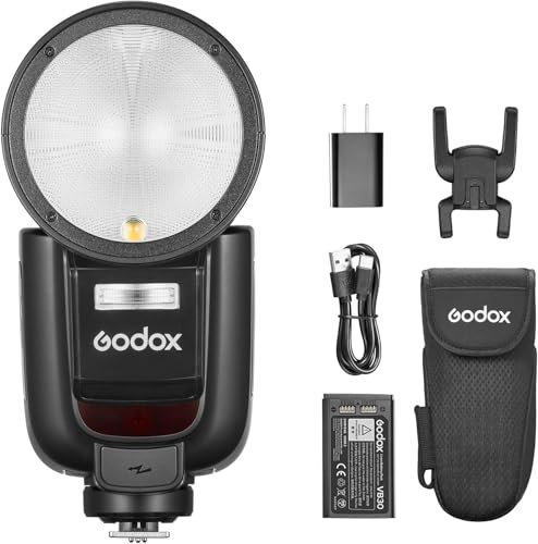 Godox V1Pro-S Round Head Kamera Blitz Speedlite für Sony, mit abnehmbarem Sub Flash SU-1, USB-C Ladeakku, 2.4G X Wireless HSS TTL Blitzlicht Blitz für Sony a7IV a7III a7RIII a7RII a7c a6400