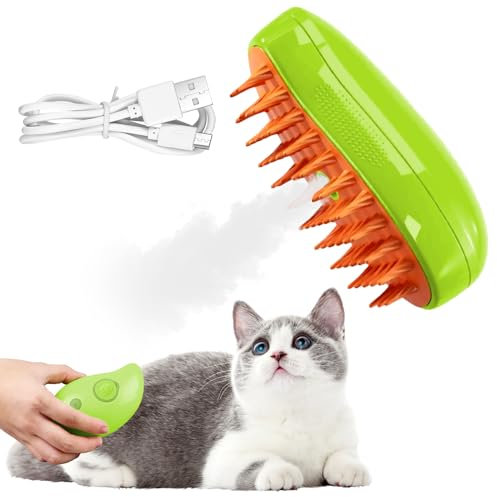 OneNine Katzenbürste Mit Dampf Und Wasser - Steamy Brush Für Katze Und Hund - Massage, Pflege Und Haarentfernung - Mit Wassertank Und Spray