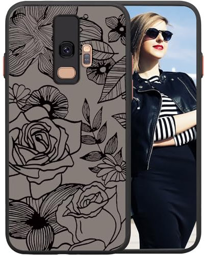 POUHYE Handyhülle für Samsung Galaxy S9 Hülle, Weiche Silikon Stoßfeste Schutzhülle Case, Matte durchsichtige Anti-Kratzer PC Rückseite Volle Kamera Schutzabdeckung 3D Rose Muster Print Design
