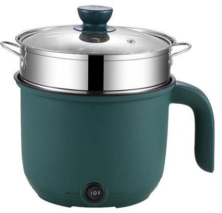 Milageto Olla de Cocina eléctrica, olla arrocera eléctrica, olla eléctrica portátil, sartén antiadherente para sopa, Ramen, gachas, Dumpling, con vaporera