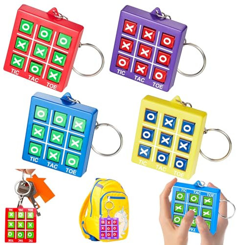 LLGSDLL Tic Tac Toe Spiel Schlüsselanhänger Party Mitgebsel für Kinder Alter 8-12 Rucksack Schlüsselbund Kunststoff Schlüsselring für Mini Rucksack Geburtstag Jungen Mädchen