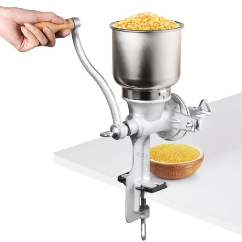 High Hopper Maismühle, Eisen Getreidemühle Manuelle Kaffeemühle, Handmühle mit großem Trichter für Gerste, Weizenbeeren, Kaffee, Kichererbsen, Pfeffer, getrocknete Bohnen, Tierfutter, Heimbrauen