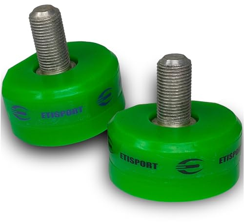 ETISPORT Paar professionelle Bremsen für RollHockey aus hochfestem Gummi gefertigt. Leicht und von hoher Qualität. Standardgewinde 16x1,25 mm. (Neongrün)