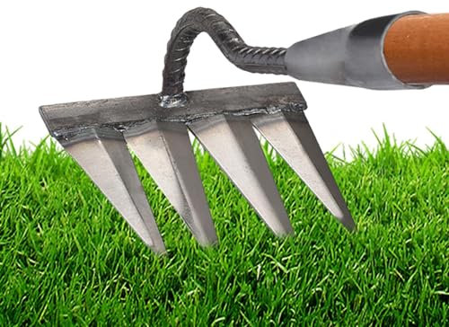 Rastrello Per Diserbo - 30mm Rastrello Giardino In Acciaio Al Carbonio,Rastrello Per Foglie,Zappa Diserbo Rastrello,Rastrello Diserbo,zappa Per Erbacce Allentamento/Semina,4 Denti (senza Bastone)