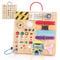 23 in 1 Busy Board Jouet Montessori 1 an avec 15 interrupteurs, 26 lumières LED, boîte à Musique, Cadenas, Lacets, Fermeture éclair Jouets Sensoriel Enfants de 1 2 3 4 Ans Garçons et Filles