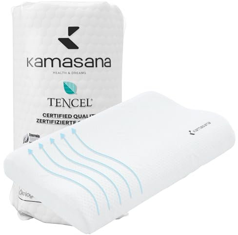 KAMASANA Nackenstützkissen aus natürlichem Lyocell für Seitenschläfer – 60 x 40 cm – Orthopädisches Memory Foam Kissen – Ergonomisches und festes Kopfkissen