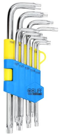 CCLIFE Llaves Allen Torx 9 piezas, T10-T50 Estrella Llaves, Cr-V Llaves TX para Reparación de Bicicletas