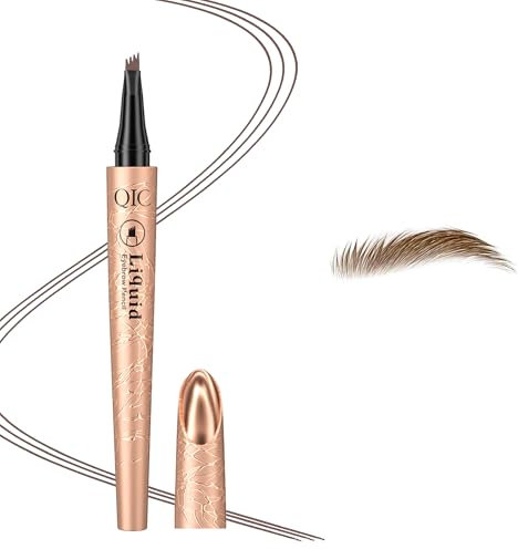 3D Magischer Mikro Augenbrauenstift, 2024 Neu Wasserdichter Augenbrauenstift mit 4-fach Gabelspitze Applikator, Wasserfester Eyebrow Pencil für Mühelos Natürlich Aussehende Brauen (#2 Dark Brown)