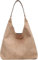 Wildleder Handtasche Damen, Retro Wildleder Schultertasche, Damen Gross Tragetasche, Shopper Tasche Hobo Bag Slouchy Bag (Beige)