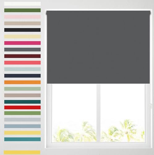 Barnes Blinds - Blackout Roller Blinds for Windows, Custom Cut to Size - Black Out Thermal Fabric Durable Fittings Easy Fit - Roller Blind (Charcoal 183cm)