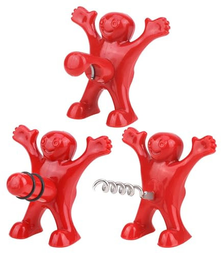 ZIMAIC Lot de 3 bouchons de bouteille de boisson 3 en 1 pour homme - Décapsuleur de vin - Tire-bouchon de bière - Ensemble fantaisie - Coffret cadeau