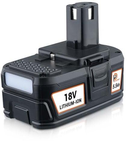 18V 5.5Ah P108 Replacement Battery for Ryobi 18V Battery Compatible for Ryobi BPL-1815 BPL-1820G BPL1820 BPL18151 P102 Cordless Power Tool with Indicator light