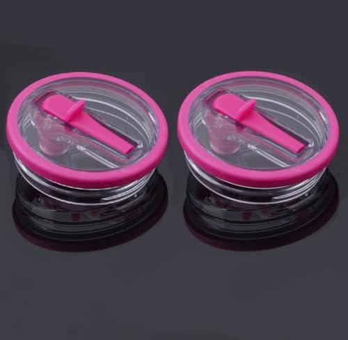 Kellegour 2 Pcs Stanley Cup Lid,40 Oz Tumbler Flip Straw Lid Replacement Fit,Spill Proof and Splash Resistant Lids,40 Oz Tumbler Lids with 2 Straws,for Stanley Cup Accessories(Pink)