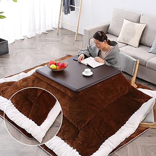 SHENJIA Kotatsu Tisch mit Heizung und Decke, japanischer Schreibtisch im Wohnzimmer, Tatami, Heizung, Holz, Kaffeetisch, mit Futon-Tischdecke