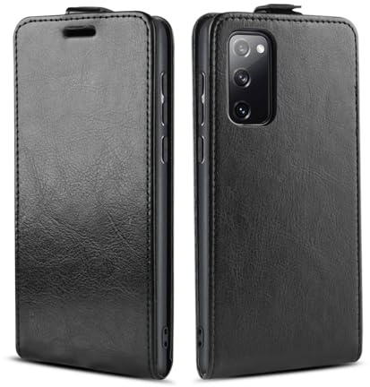 LBH Handy Hülle für Samsung Galaxy S20 FE mit Kartenfach Vertical Flip Magnet Cover Case Flip Klapphülle Magnetverschluss Schwarz