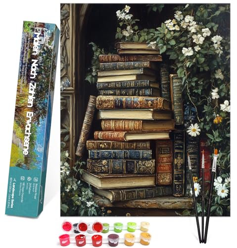 Bougimal Peinture par Numéros Paysage adultes avec pinceaux et peinture acrylique - 40 x 50 cm, Sans Cadre, Livre 3