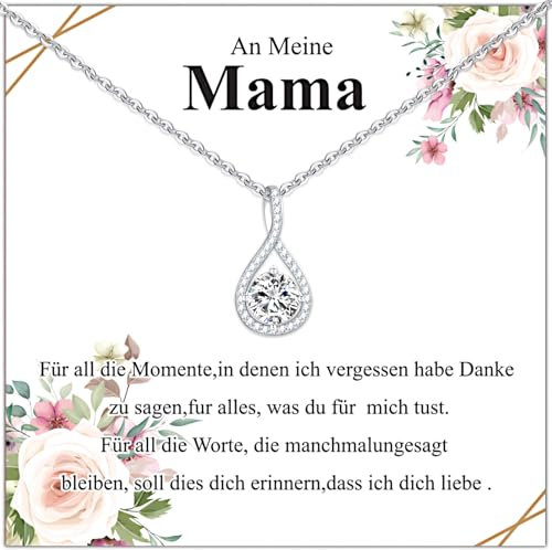 Muttertagsgeschenke für Mama, Halskette Damen Silber 925 Anhänger Unendlichkeitszeichen, Frauen Schmuck Silberkette Muttertag Valentinstag Geburtstagsgeschenk Weihnachtsgeschenke für Mutter