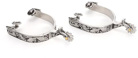 Tnfeeon Exquisites Muster Edelstahl -Pferdsporen für eine Verbesserte Beinempfindlichkeit, Cowboy -Stil Sporen für Pferdetraining und Konkurrenz, Set von 2 Silbersporen