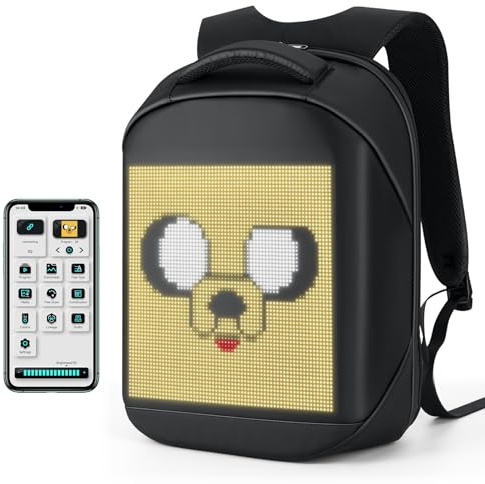 Untrxr Mochila LED con pantalla programable, mochila para laptop de 17 pulgadas, bolsa LED impermeable, mochila de viaje, mochila de motocicleta