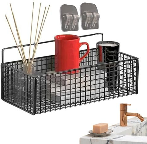 Mensole adesive per bagno, mensola da doccia in resina epossidica, 30 x 9 x 12 cm, montaggio senza fori, impermeabile, organizer per cucina, WC e supporto