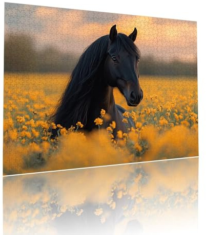 Pferd Puzzle für Erwachsene Kinder Anspruchsvoll 500 Teile Impossible Klassische Puzzles Schwer Blume ab 8 9 10 Jahre für Mädchen Jungen Jigsaw Kunst Educa, für Dekoration und Geschenke 38x52cm t-631