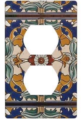 WZYWHJ Placa decorativa de pared de doble enchufe, fácil de instalar, ideal para zonas residenciales y comerciales de 4.5 x 2.76 pulgadas en azulejos de Barcelona