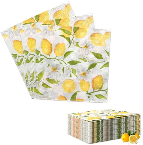 Luckwaii Zitronen Deko Servietten 33x33 cm, 80 Stück Papierservietten mit Zitronenmotiv Lemon Napkins Serviettes Table Serviette für Geburtstage Partys Taufe Dekoration Hochzeit Kommunion und Feiern