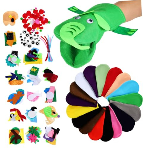 Gogogmee Filz Handpuppen Bastelset DIY Handpuppen mit Weichem Filzmaterial Einfache Anwendung Vielfältige Muster und Farben Geeignet für Bastelspaß und Partyaccessoires