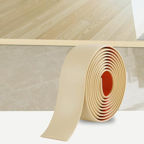 Zayejod Self Adhesive PVC Floor Transition Strip 2M Yellowish Beige | 4CM Laminate Flooring Flat Divider Strip,Vinyl Door Bars for Doorways,Carpet Floor Edge Trim for Joining Floor Tiles Gaps