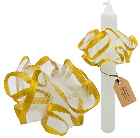 Lunexus Tropfschutz/Wachsfänger Altgold für Stabkerzen Ø 1-4,5 cm | Effektiver Tropfschutz aus feinem Tüll in Altgold für Stabkerzen von 1 bis 4,5 cm Durchmesser.