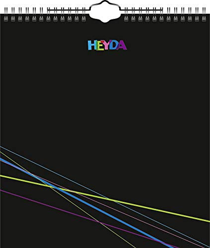 Heyda 2070450 Bastel-/Kreativkalender, 13 Monatsblätter, 215 x 240 mm, Kalendarium immerwährend, Wire-O-Bindung mit Aufhänger, Deckblatt schwarz