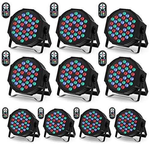 U`King 10er Pack LED Par Strahler 36 LED Bühnenlicht Partylicht RGB mit Fernbedienung, Discolicht Scheinwerfer Beleuchtung Moving Head für Stage DJ Party Show Bar Halloween Weihnachten