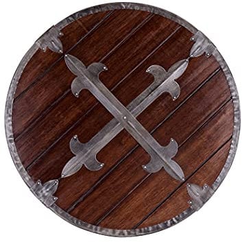 Battle-Merchant Rundschild aus Holz mit Stahlbeschlägen | Wikinger Mittelalter Schild für Erwachsene | Wikingerschild