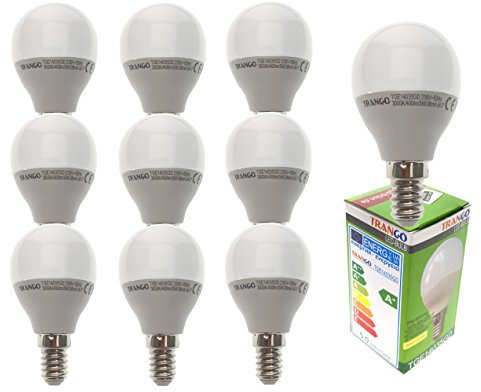 Trango 10er Pack E14035GD*10 LED Globe Birne 3-Stufen dimmbar - 5 Watt - 400 Lumen 3000K Warmweiß - Ersatz für 40W Glühbirne - Kugel LED Lampe Leuchtmittel mit E14 Fassung Abstrahlwinkel 170°