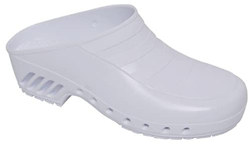 Gima - Zoccoli Professionali, Anatomici, Unisex, Antiscivolo, Antistatici, Tomaia Non Forata, Suola Forata, Colore Bianco, Misura 36 EU, 1 Paio