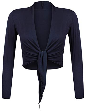 Glamexx24 Damen elegante Bolero Jäckchen Langarm Achselzucken Strickjacke BL0001, DunkelBlau, Gr.- S/M