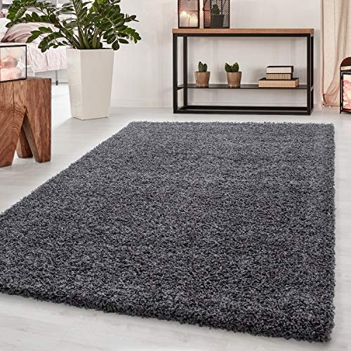 HomebyHome Shaggy Teppich Läufer Flur 80 x 150 cm - 50 mm Florhöhe Hochflor Wohnzimmerteppich Grau Extra Weich und Flauschig - Bettvorleger Teppiche für Schlafzimmer - Waschbarer Küchenläufer