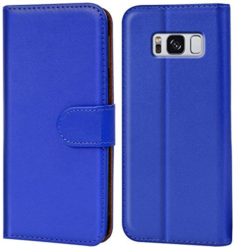 Verco Handyhülle für Samsung S8 Hülle, Schutzhülle für Samsung Galaxy S8 Tasche PU Leder Flip Case Brieftasche - Blau