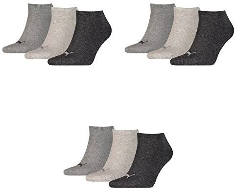 PUMA 9 Paar Sneaker Invisible Socken Gr. 35-49 Unisex für Damen Herren Füßlinge