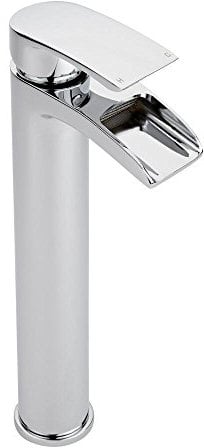 Milano Razor Modern High Rise Waterfall Mono Bathroom Basin Mixer Tap Lever Handle - Chrome