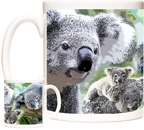 KAZMUGZ Tazza con koala Bear Immagini di Koala su una tazza in ceramica da 325 ml. Regalo a tema fauna selvatica della gamma The Animals of The World