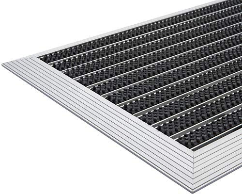 Desan | Alu Fußmatte Ultra Mat | 40 x 60 cm | 22mm Aluminium Fußabtreter für Außen und Innen | Türmatte für die Haustür | Alu Rampe | Schmutzfangmatte in 3 Größen | Schwarz | Bürsten
