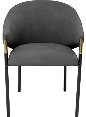 Kare Design Armlehnstuhl Boulevard, Grau/Schwarz, Polsterstuhl, Esszimmerstuhl, Lederoptik, Stahl Beine, 49cm Sitzhöhe, 79x57x57 cm (H/B/T)