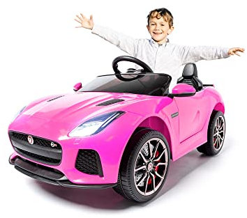 ATAA Jaguar 12v - Rosa- Macchina elettrica per Bambini a Batteria 12v Auto per Bambini licenziato con Telecomando
