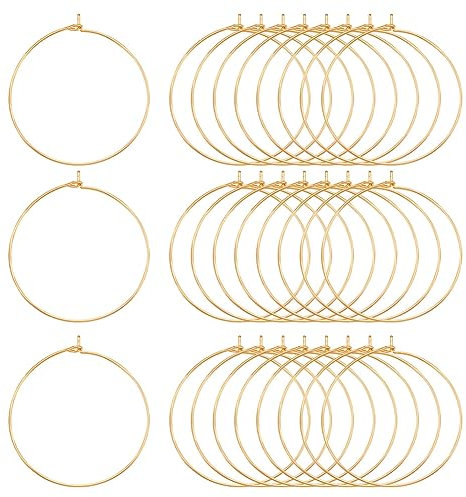 UNICRAFTALE 100St 316L Edelstahl Creolen Golden Weinglas Charms Ringe Hypoallergen Rohlinge Ohrring Bastel Zubehör Für DIY Ohrringe Selber Machen Schmuckherstellung 35x0.8mm
