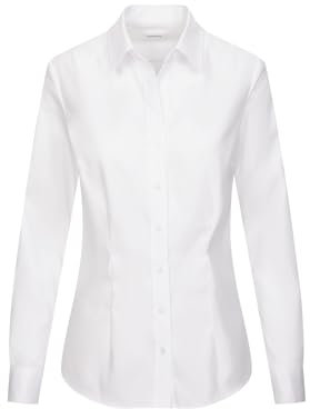 Seidensticker Damen Women Slim Longsleeve Cotton Bluse, Weiß(080645), 44 EU