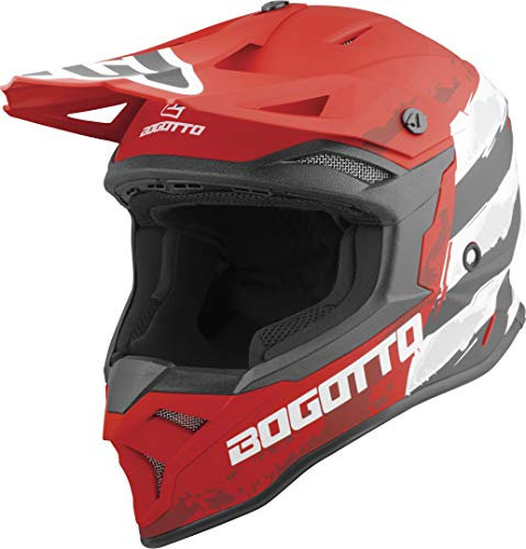 Bogotto V337 Wild-Ride Crosshelm, rot/schwarz/weiß, XL